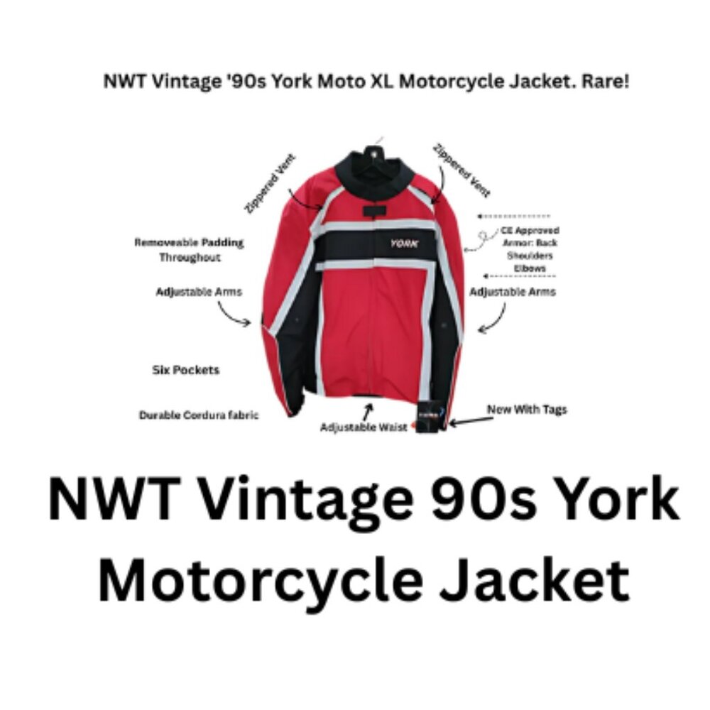 Rare NWT Vintage '90s York Moto XL Motorcycle Jacket! Waterproof.